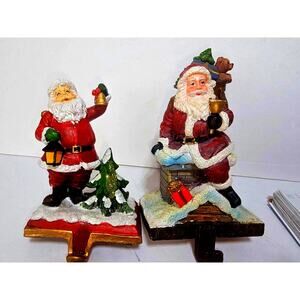 Vintage Home Holiday Accents Resin Stocking Holders Santa Christmas Chimney